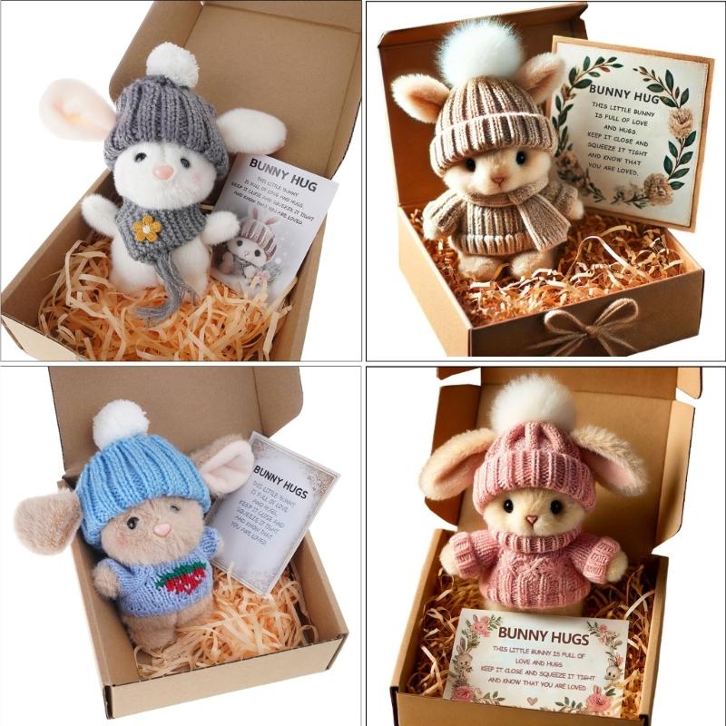 Soft Plush Easters Bunnies Decorative Box Soft Animal Plush Rabbit Key Rings For Memorable Gift Giving
