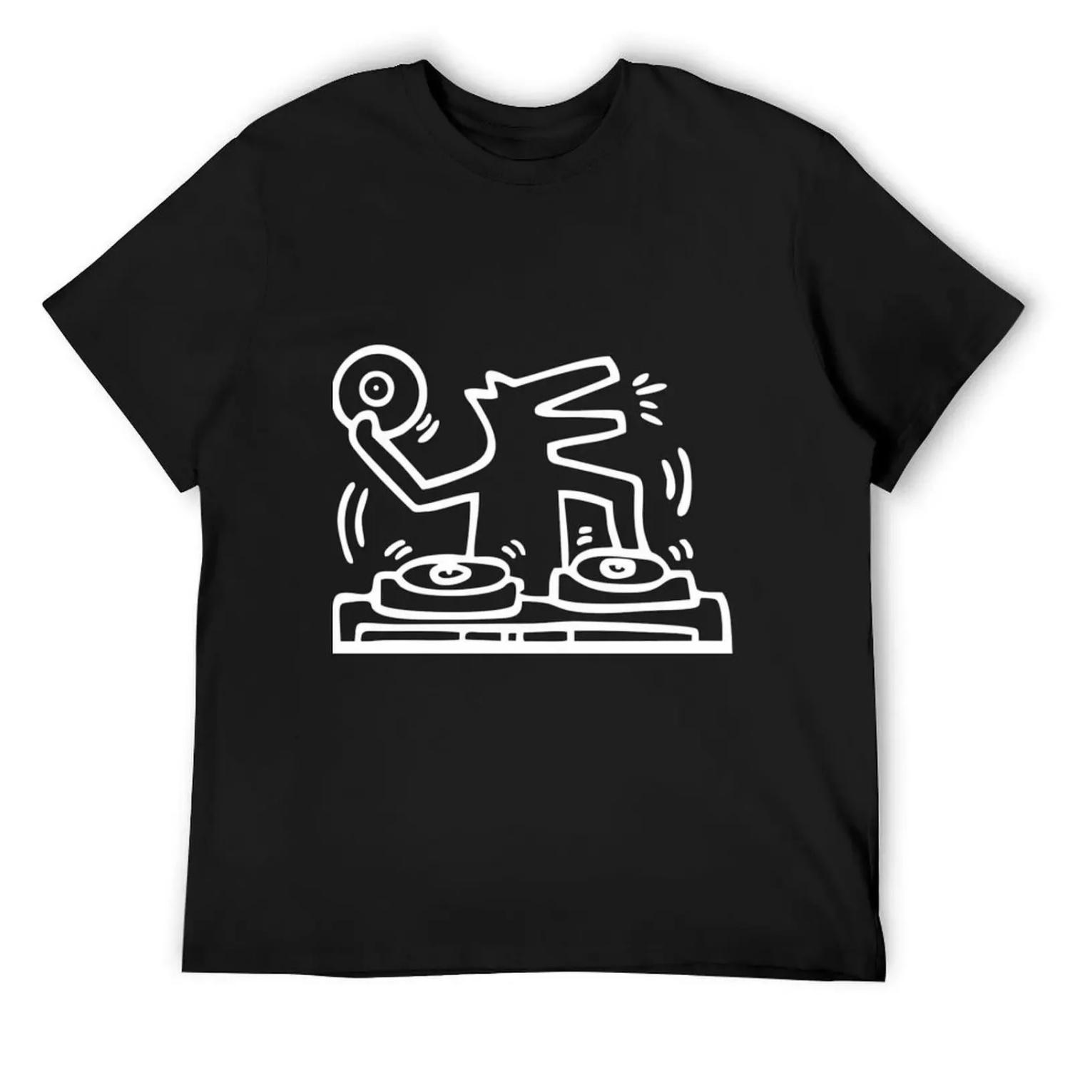 Диджей Собака Кийт Животное Харинг Белая футболка оверсайз базовая футболка летняя одежда роскошный дизайнерский мужская одежда S