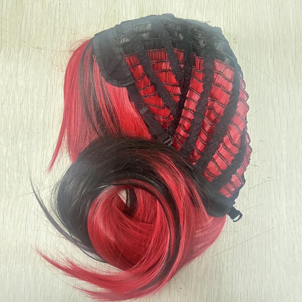 HAIRJOY Synthetische Haar Pruiken voor Vrouwen Lange Rechte Pruiken Zwart Rood Grappige Pruiken voor Dagelijks Kostuum Feest Cosplay Pruik