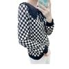 Frühling Neu Hanpai Damenmode Karomuster Lässig Puppenkragen Langarm Pullover Pullover Unterhemd Top