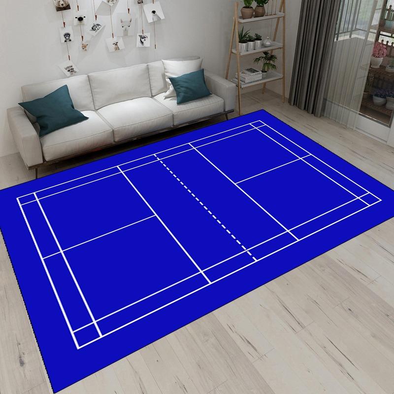 Sports Court Style Area Rug Collection Tennis Court Pattern Floor Mat For Game Room Sports Enthusiast Home Decor