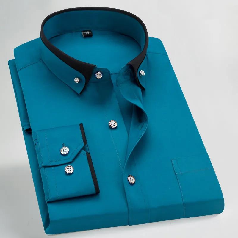 

Men s Business Casual Slim-Fit Solid Color Breathable Shirt Long-Sleeve Square Neck High-Stretch Base Layer Shirt XS