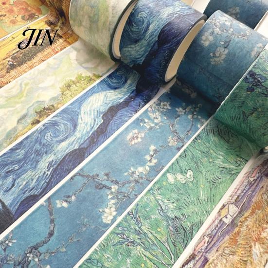 Decorative Paper Tape Washi Tape, Oil Painting Masking Artist Patterns Adhesive Scrapbooking for DIY Crafts, Junk Journal, Gift Wrapping, Supplies