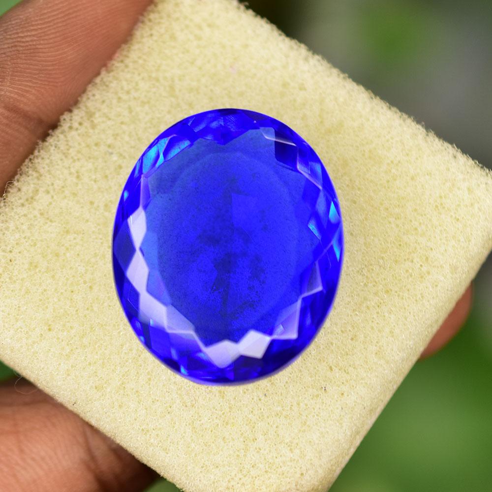 Natural Blue Tanzanite Loose Gemstone 61.35 Ct Oval Shape Flawless for Jewelry Making and Crafts