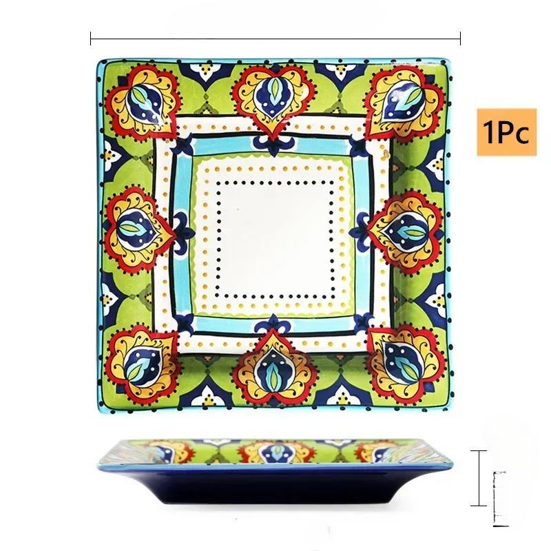 

Креативная керамическая тарелка ручной росписи, европейская салатная тарелка, изысканная фарфоровая посуда для дома, миска для лапши, кухонные аксессуары