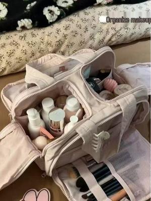Bolsa de Maquiagem Espaçosa e Fofa: Estojo de Higiene Pessoal Portátil Duplo para Viagem para Mulheres