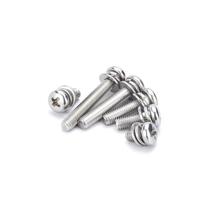 304 Stainless Steel Phillips Round Head Screw with Flat Washer M3/M4/M5/M6
