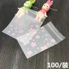 100pcs Transparent Cherry Blossom Packaging Bags Fresh Reusable DIY Dustproof Bags Candy Biscuits Jewelry Bags