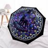 Cybernetic Panther Mandala pattern umbrella, portable and foldable design, 8 ribs, a casual accessory for Halloween, Christmas, and birthday gifts.