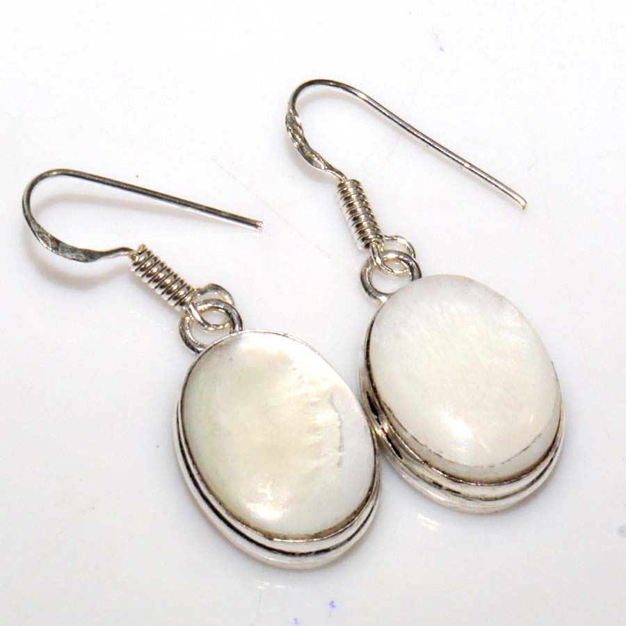 Outstanding Mother Of Pearl 925 Silver Plated Earrings 1.5" Gift Jewelry u7a90