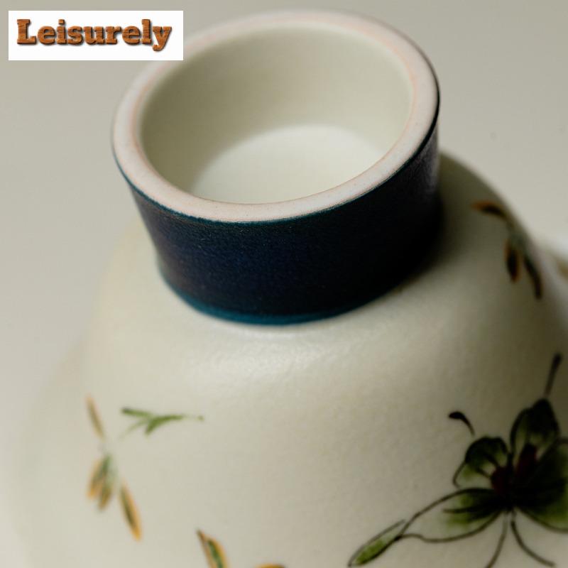 2pc/lot Butterfly Orchid High Foot Teacup Ancient Tea Bowl Jug Tea-tasting Personal Cup Jianzhan Master Cups Tea Ceremony 30ml