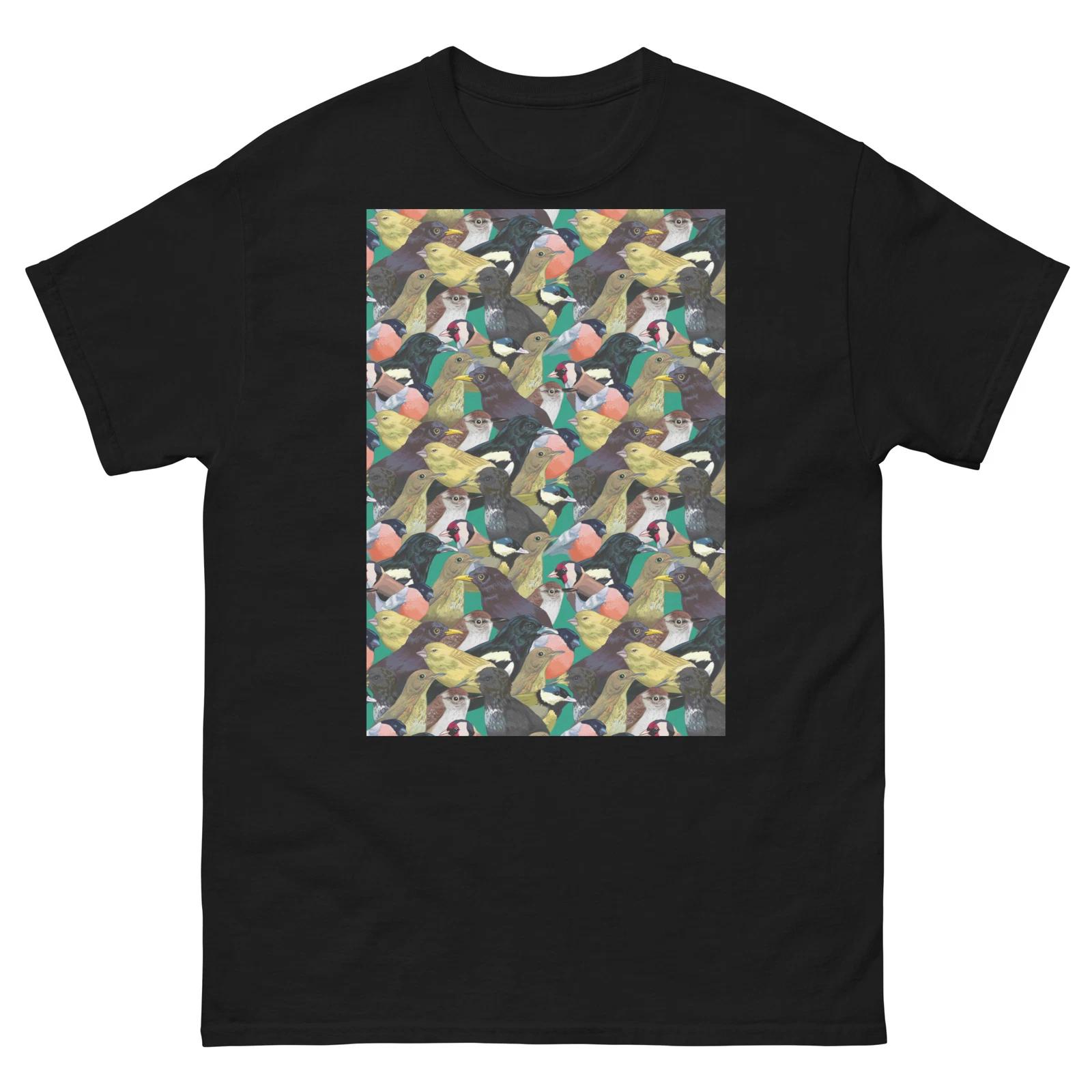 

British Garden Birds Pattern T Shirt XL
