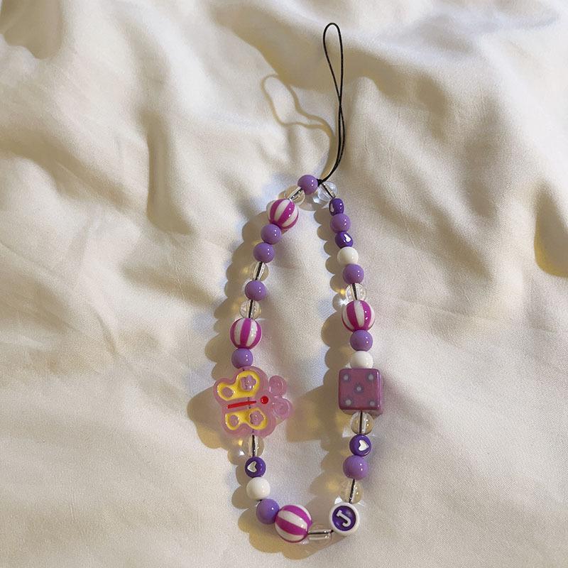 Bracelet de perles d'amour pour femmes, petit nœud en cristal frais, fleurs, amour, chaîne de téléphone portable, anti-chute, accessoires de coque de téléphone portable, DIY