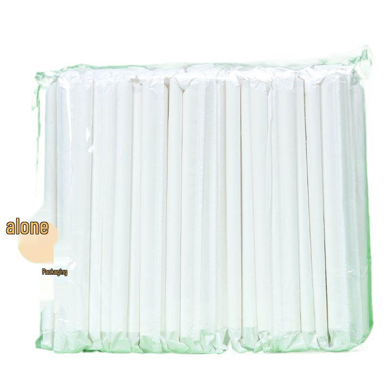 Eco-friendly Biodegradable Large Boba Tea Straw, Pointed Tip, Individually Wrapped Kraft Paper.
