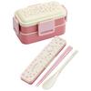 Skater Bento Box, 2-Tier, 600ml, for Women, Made In Japan, with a Soft Dome-Shaped Lid, Dishwasher and Microwave Safe, Sanrio Kogyumin Flower Wreath D