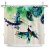 Feather Shower Curtains Printed Fabric Watercolor Flowers Bathroom Waterproof Polyester Bath Curtain Home Decoration with Hooks