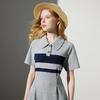 Chuyu Women's Color-Block Stripe Polo Long Dress