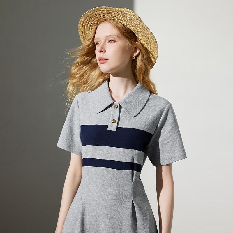 Chuyu Women's Color-Block Stripe Polo Long Dress