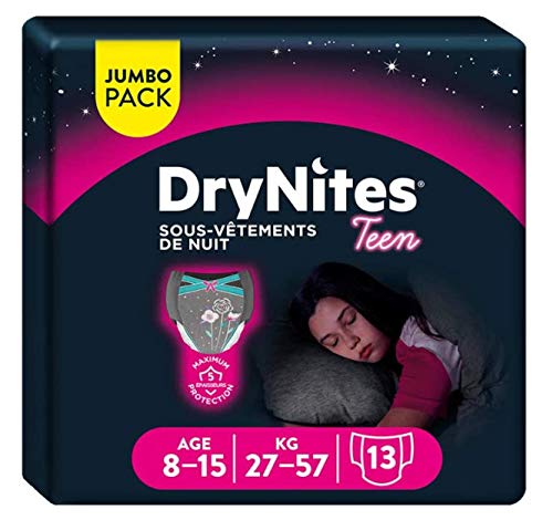 

Трусики Huggies DryNites от недержания мочи для девочек, большой размер, 13 шт., 8-15 лет, 27-57 кг, упаковка, [Товар]