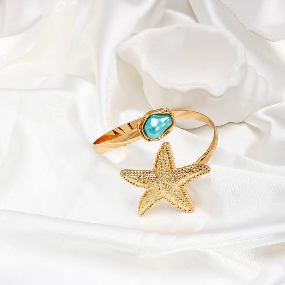 Verstellbares Damen Armband Imitation Perle Armreif Schmuck Seestern Offener Armreif Armbänder Anziehen