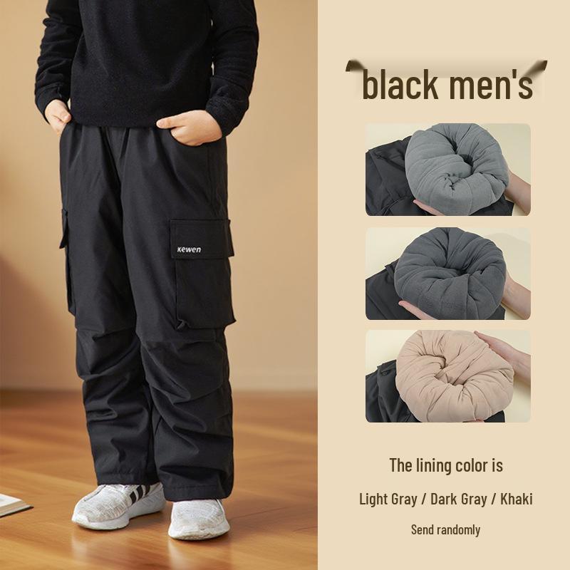 

Kids Fleece-Lined Windproof Wool Pants for Boys and Girls - Winter Casual Wear 130cm (50-60kg)