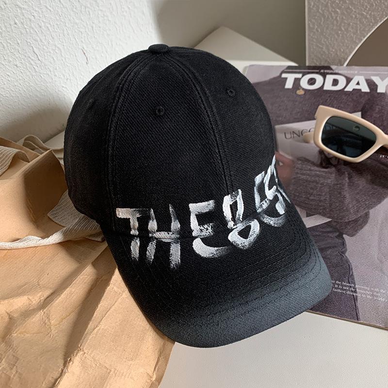 American retro washed letter baseball cap for men and women, outdoor leisure activities, sun shading, soft top duck tongue hat