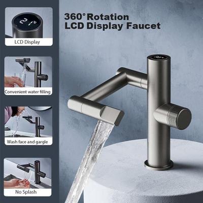 Digitalanzeige-Waschtischarmatur, Wasserhahn für Badewanne, 360-Grad-Schwenkbad-Wasserhahn, Einhand-Waschtischarmatur, Heiß- und Kaltmischer