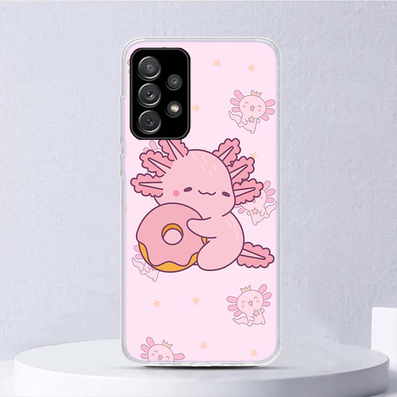 Cute Axolotl Kawaii Soft Case For Samsung Galaxy A52 A42 A32 A22 A12 A02S Phone Cover A50 A51 A70 A71 A41 A31 A21S A40 A30 A20E
