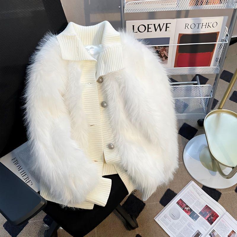 Langer Kunstnerzmantel im koreanischen Stil - Damen Trendige Flauschige Wintermode