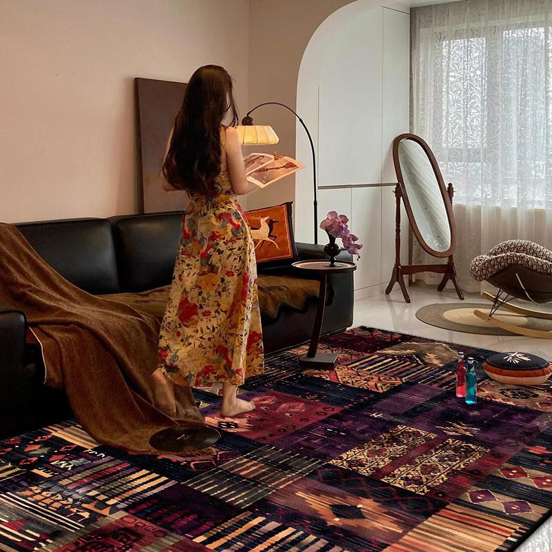 Boho Retro Carpet for Living Room Geometric Decoration Luxury Bedroom Bedside Rug 200x300 Foldable Non-slip Soft Mat Washable