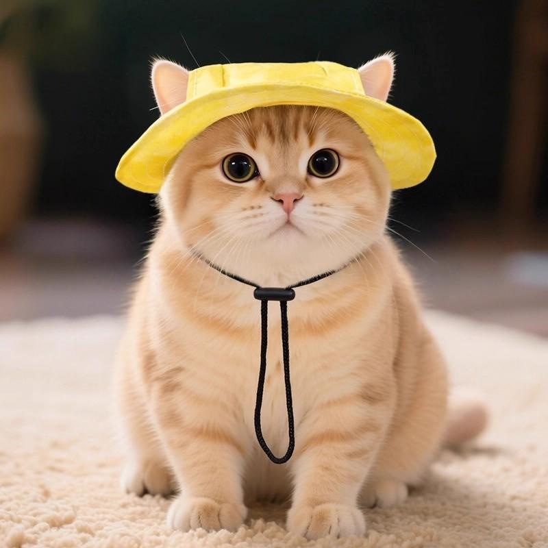1pc Spring and Summer Cat Dog Sun Hat with Exposed Ears Pet Fisherman Hat Headwear Princess Hat
