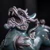 Chinese Ceramic Pixiu Tea Pet Pair - Home, Office, or Living Room Decor