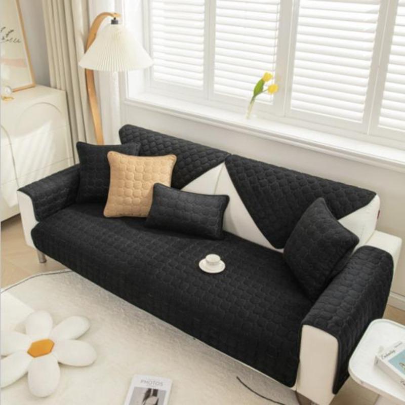 Winter Plush Sofa Cushion Solid Color Universal Thickened Non-slip Cushion Simple Modern Living Room Sofa Cover