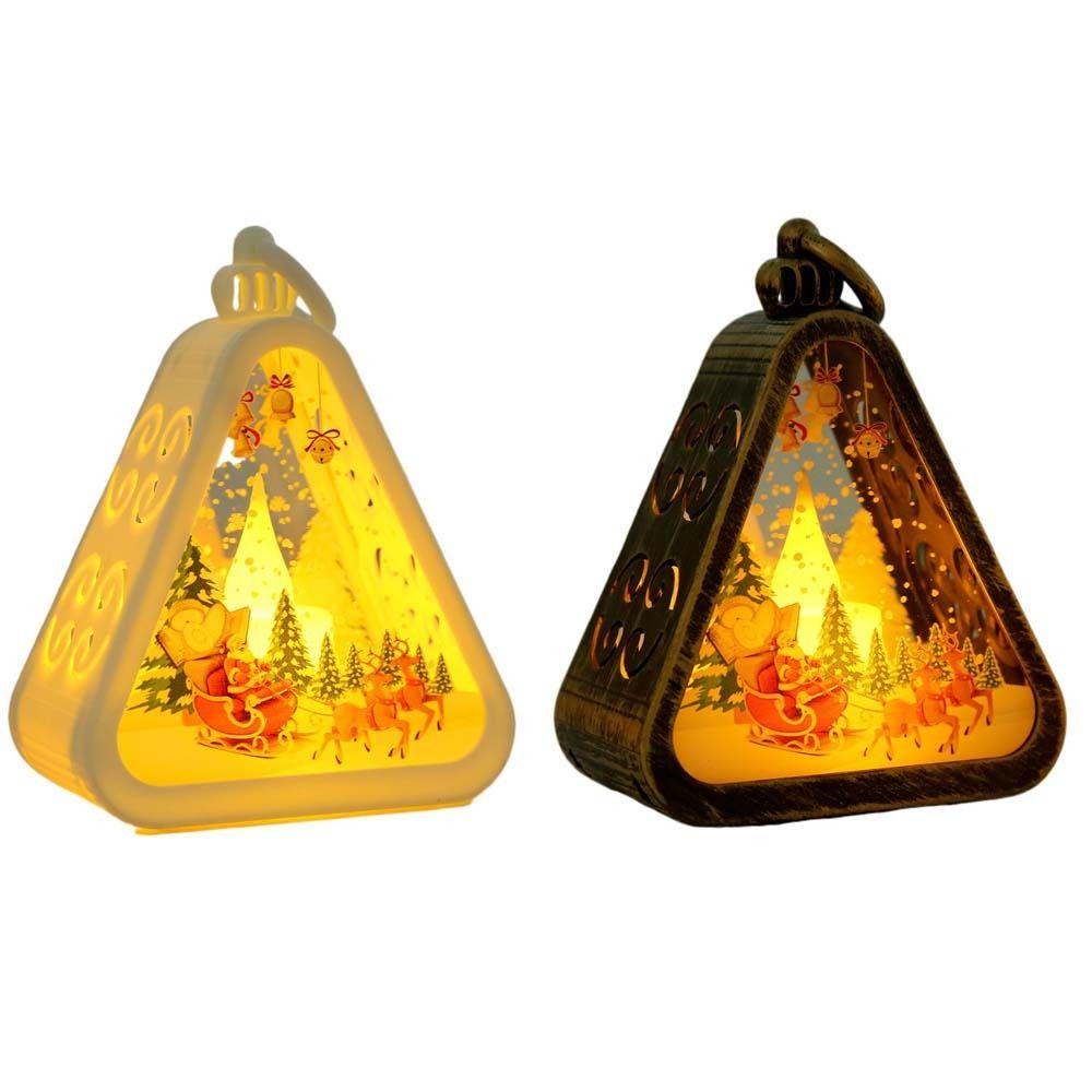 Button Battery Santa Claus Luminous Lamp Elk Deer Triangle Lantern Party