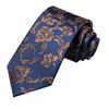 Tie Hankerchief Cufflinks Set For Men Wedding Flowers Golden Navy Blue  Necktie 100Silk Paisley Floral Ties