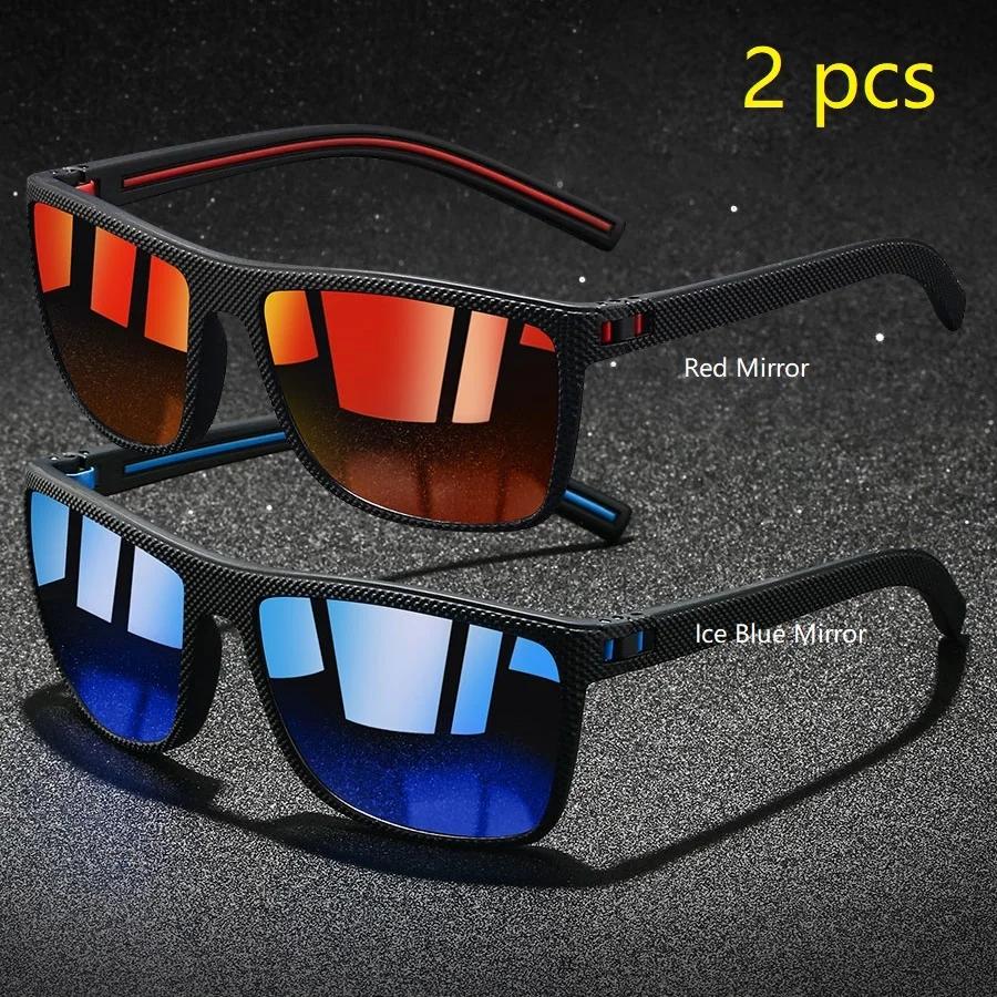 

2 шт. Модные винтажные солнцезащитные очки с поляризацией в клетку для мужчин и женщин, для рыбалки, вождения, дизайнерские солнцезащитные очки, UV400, мужские очки