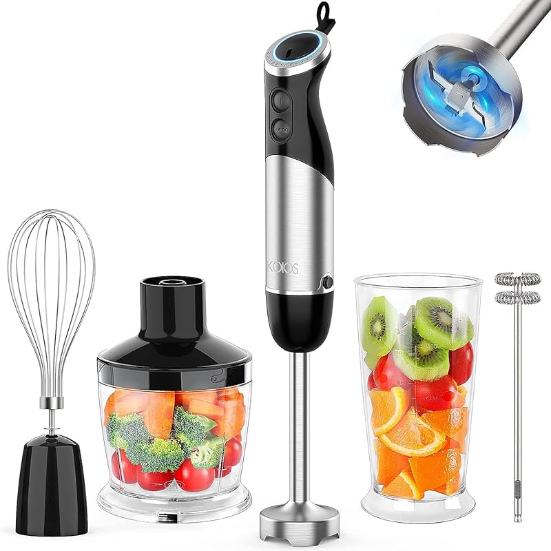 KOIOS 5 Combination 1 Manual Immersion Blender,1000W 12 Speed Handheld Blender Stick,Stainless Steel Blade with Copper Motor,600ml Stirring