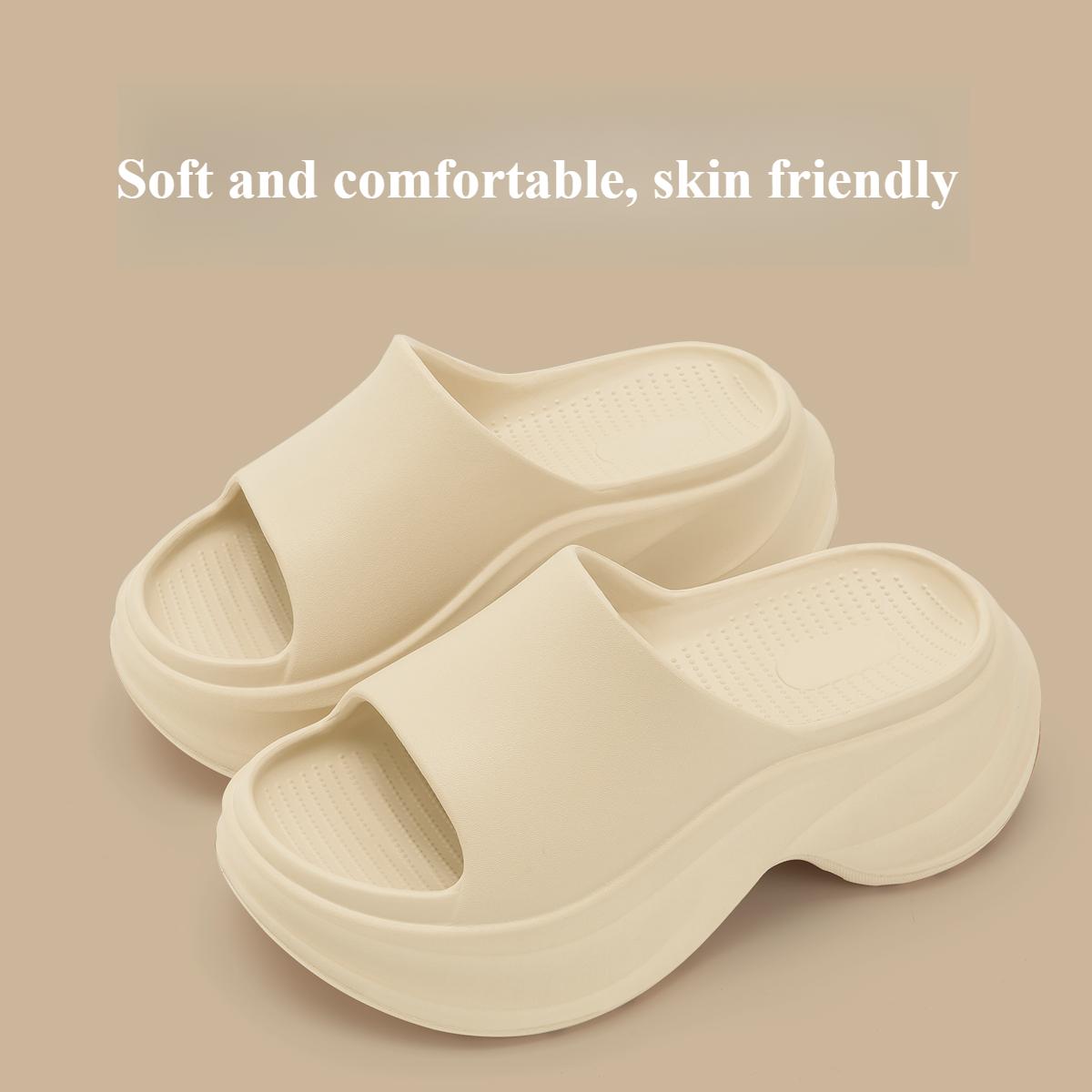 

Тапочки на толстой подошве для женщин для пляжа, идеально подходящие для ношения на улице на лестницах, увеличивающие рост и крутые сандалии 40 бежевый