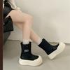 Thick-soled Heightening Micro-elastic Short Tube Thin Boots Women's 2025 Autumn New Ins Wind Short Boots Muffin Bottom Women's Boots