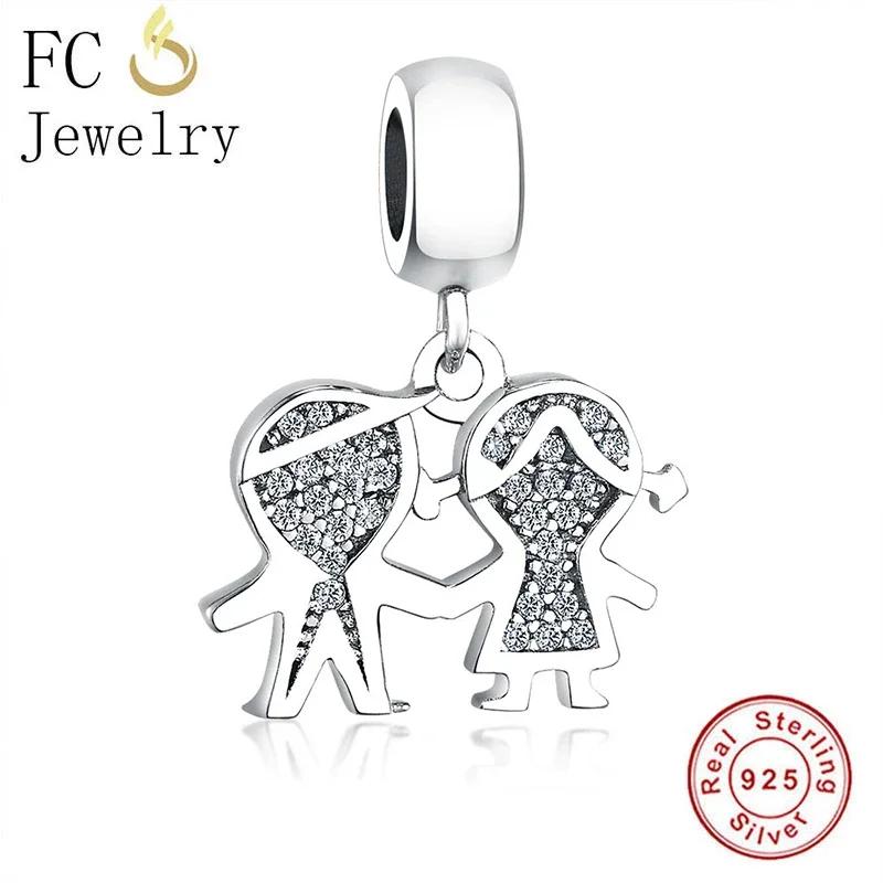 FC Jewelry Fit Original Pan Charms Bracelet Authentic 925 Silver Little Boy Girl Son Daughter Bead Pendant For Women Berloque