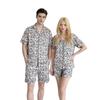 Couple pajamas women's summer ice silk short sleeves 1011 new large size men's simulated silk loungewear set
