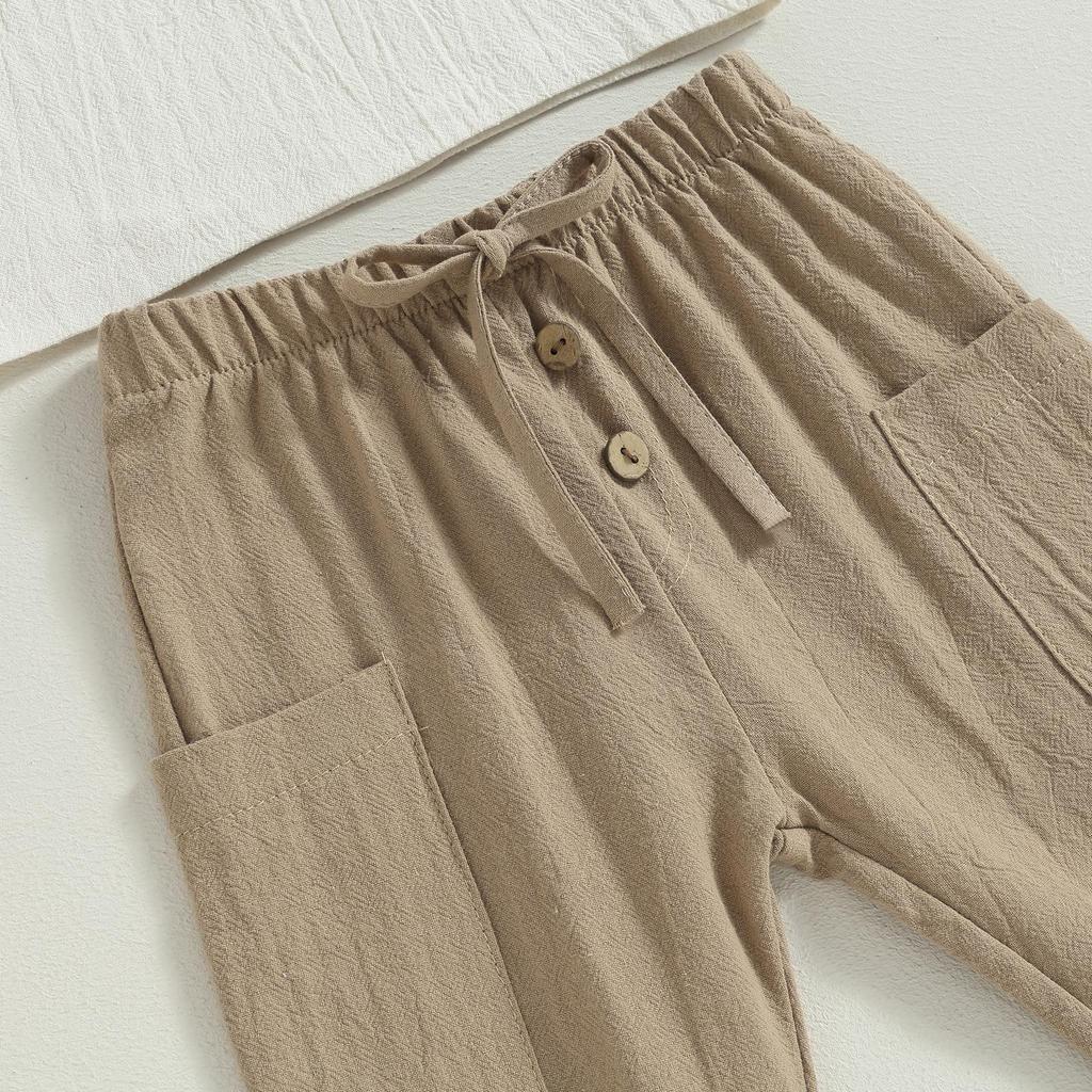 Conjuntos de calças 2 peças para meninos, 6 meses, 12 meses, 18 meses, 24 meses, 3 anos, 4 anos, blusas de manga comprida com botões e conjuntos de calças com cordão