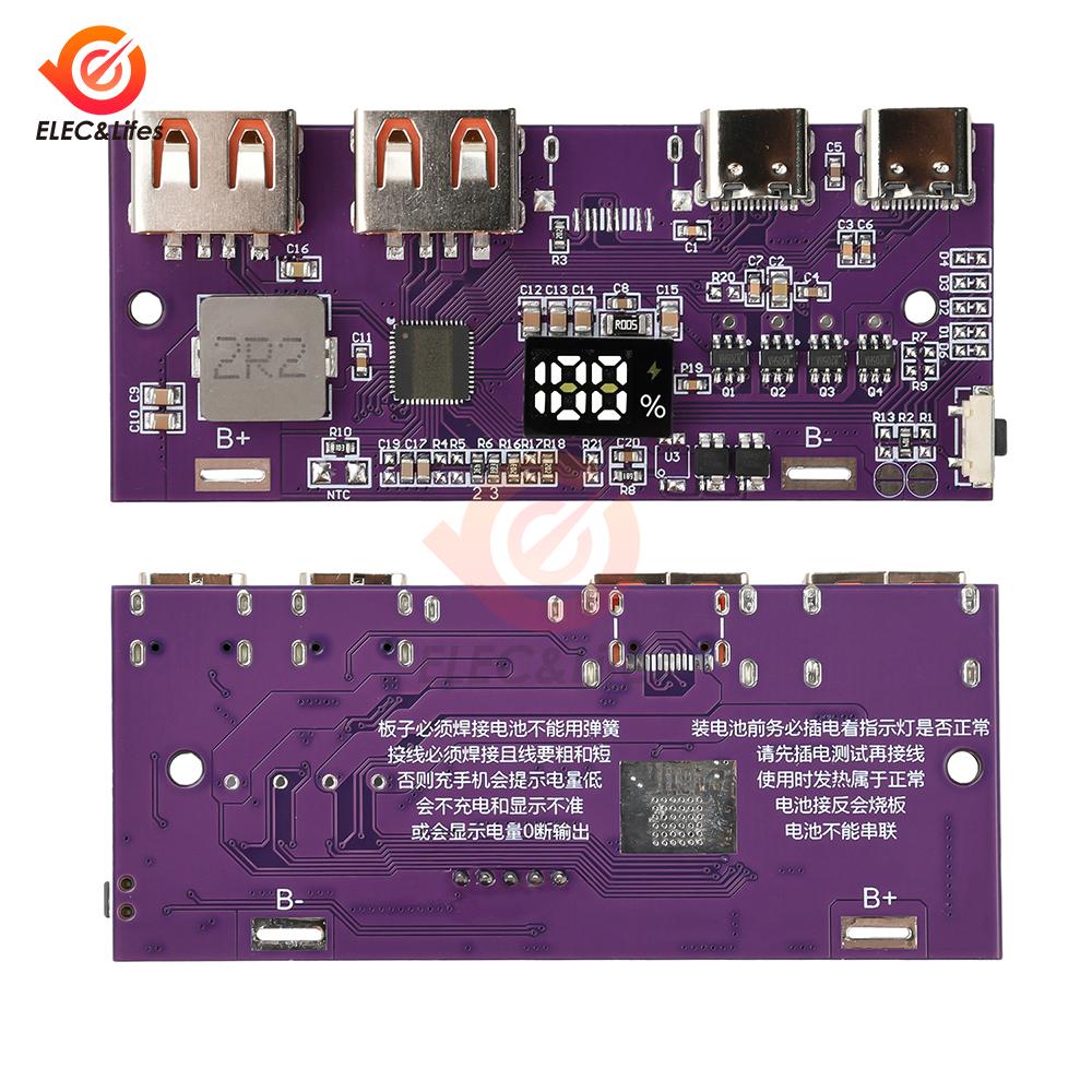 11.1W Power Bank Bidirectional Fast Charging Mobile Power Module Circuit Board With Digital/Light Type-C USB Suppor QC1+ PD1.1