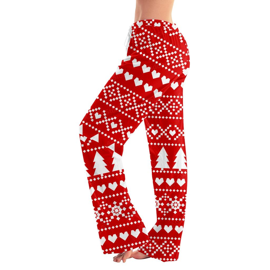 Womens Pajama Pants Sleepwear Casual Drawstring Elastic Waist Pants Comfy Straight Yoga Loose Trousers