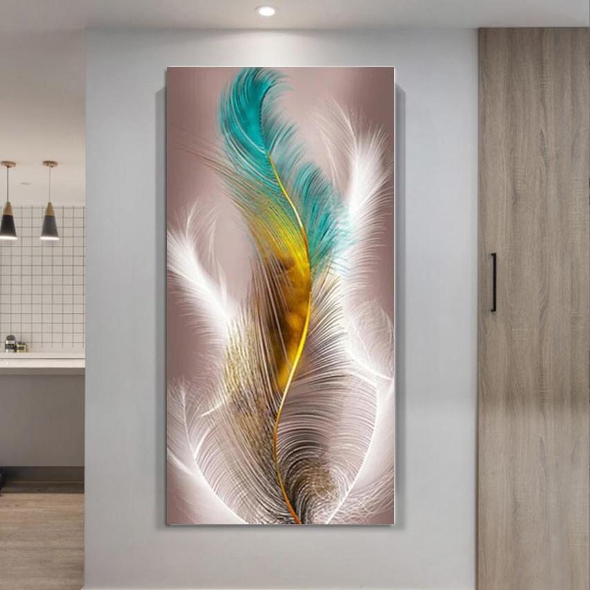 Full 5D DIY Diamond Painting Colorful Feathers Diamond  Embroidery Mosaic Kits Cross Stitch Home Decor Handmade Gifts