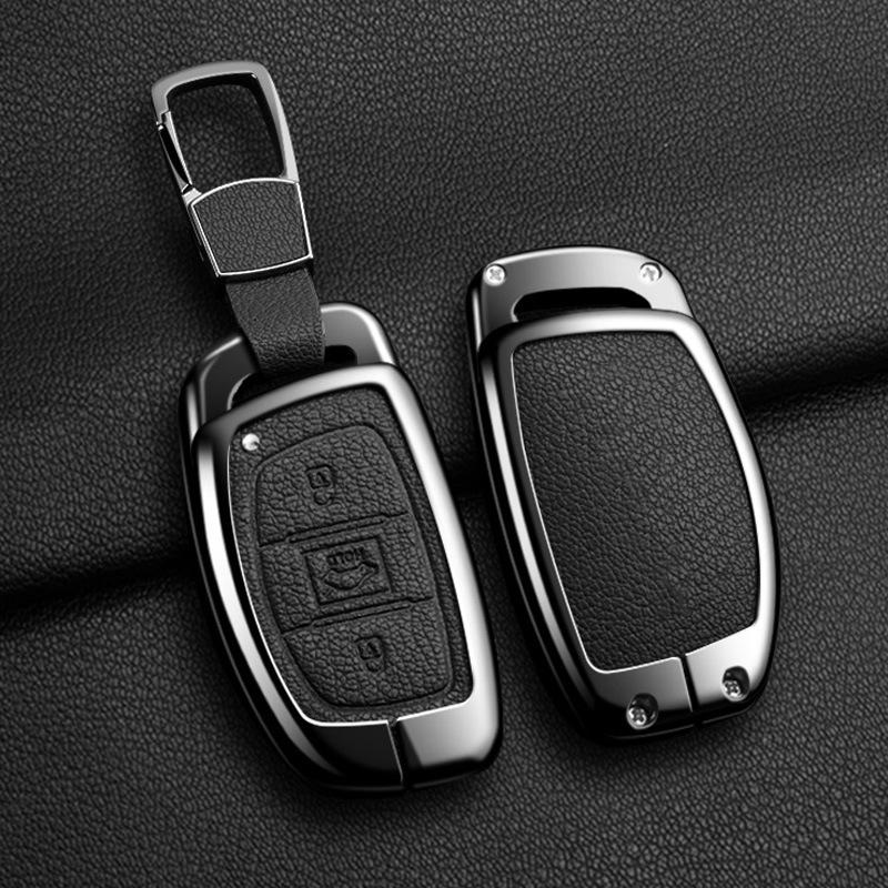 Zinc Alloy Leather Car Key Holder For Hyundai Tucson Elantra Creta Sonata Ix35 Ix45 I40 I30 I20 I10 Ioniq Accent Creata Key Fob