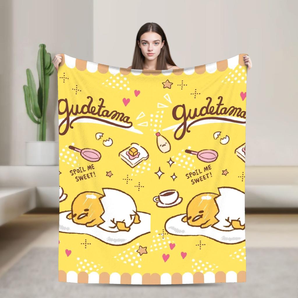 Gudetama Roztomilé Vajíčko Kreslenádeka Flanelová Ultra-Měkké Deky na Cestování Letadlem Ložnici Prošívanádeka