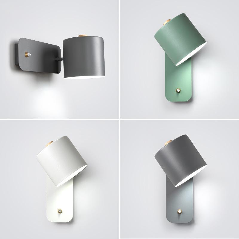 Nordic LED Wall Light Lamp Dining Room Corridor With Switch Rotate AtmosphereLamp Modern Minimalist Bedroom Bedside Wall Lamps