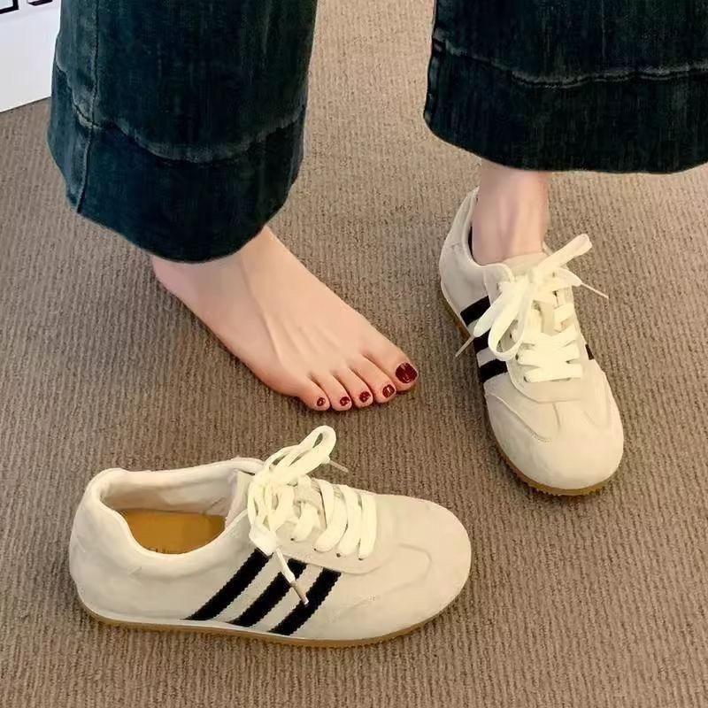 Sneakers Casual Basse Retro da Donna Traspiranti Scamosciate a Strisce Scarpe da Corsa Comode Antiscivolo Scarpe da Passeggio