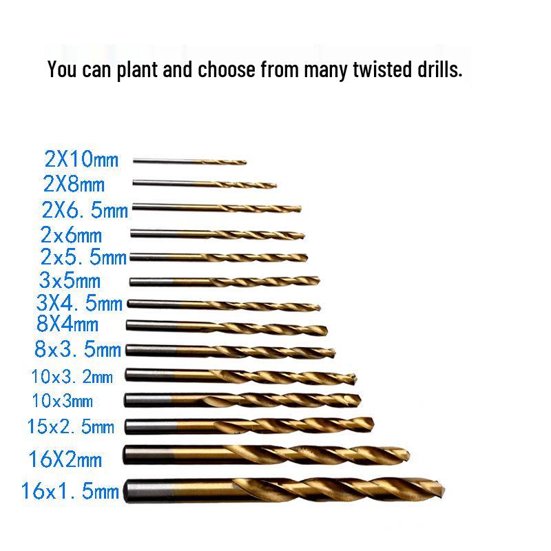 99-Piece Titanium-Coated High-Speed Steel Twist Drill Bit Set (1.5mm-10mm)